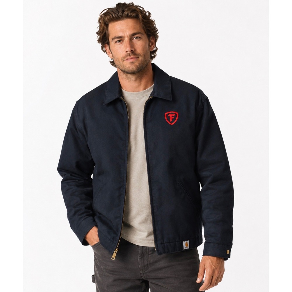 Carhartt J293 Quilted Twill Work Jacket Firestone Logo Men Size XL Black Utility